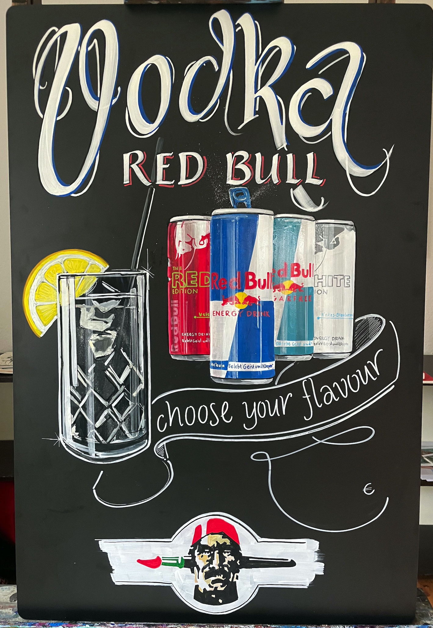 Kreidetafel - Red Bull - Türkenhof - München
