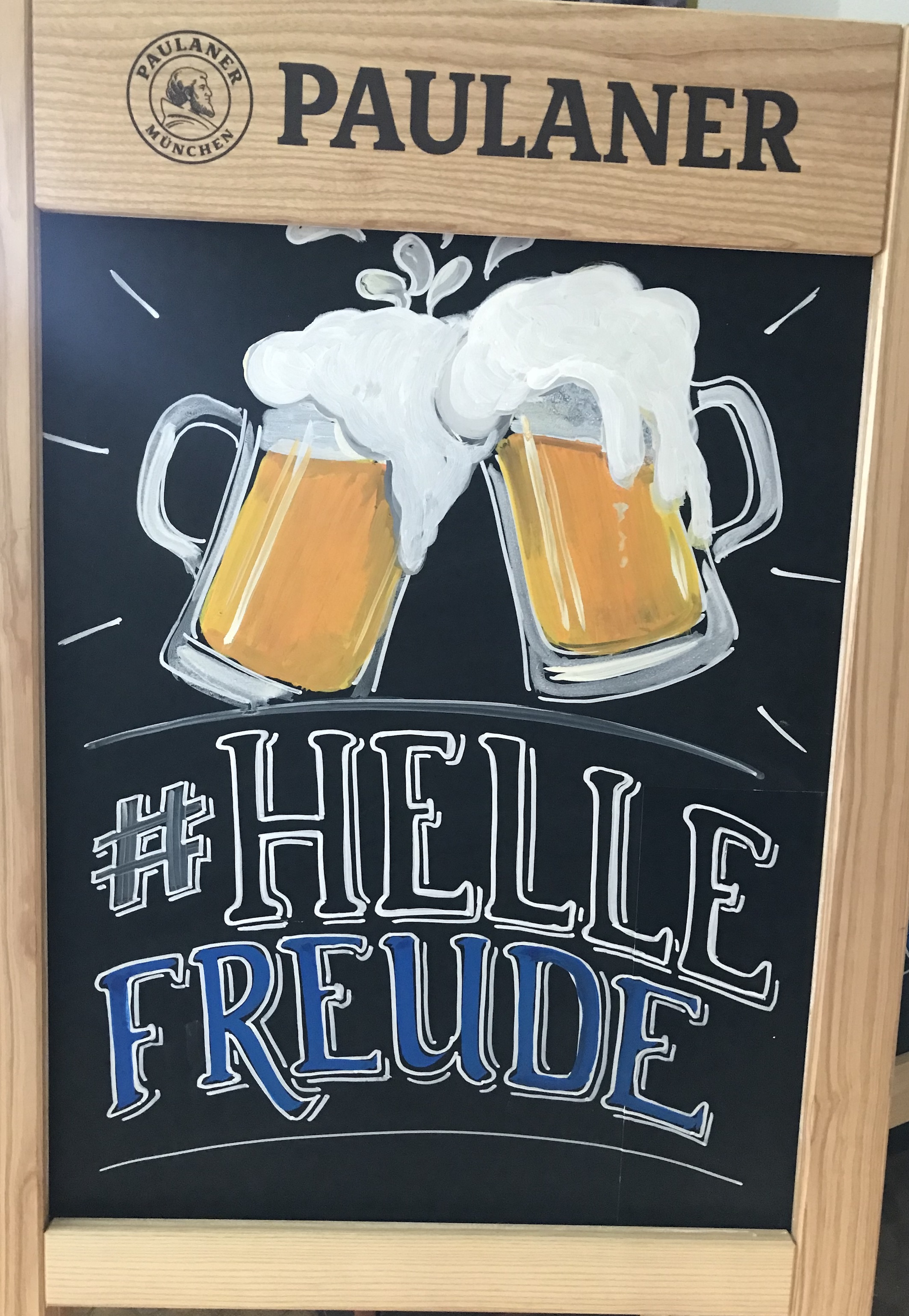 Kreidetafel für Paulaner Biergarten