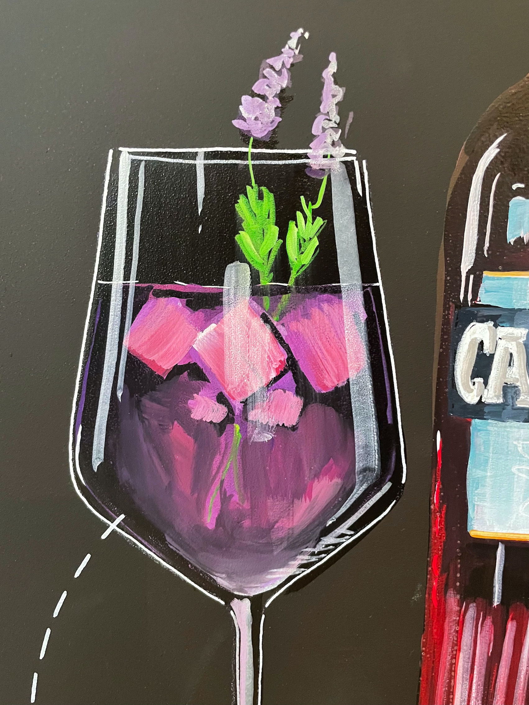 Kreidetafel - Leger am Dom Gastronomie München - Detail Campari - freihand Illustration Marion Kropp