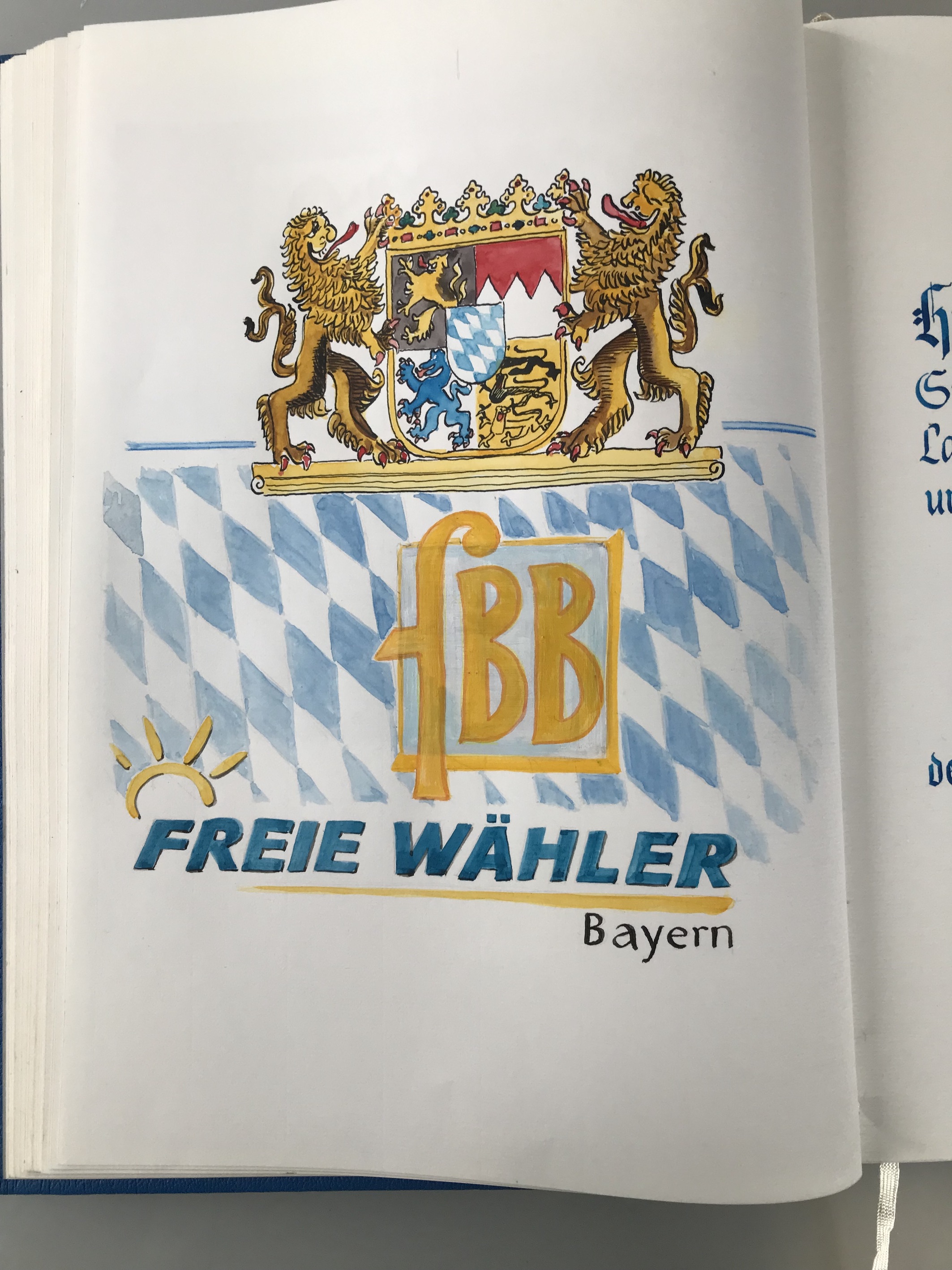Eintrag Goldenes Buch für Hubert Aiwanger