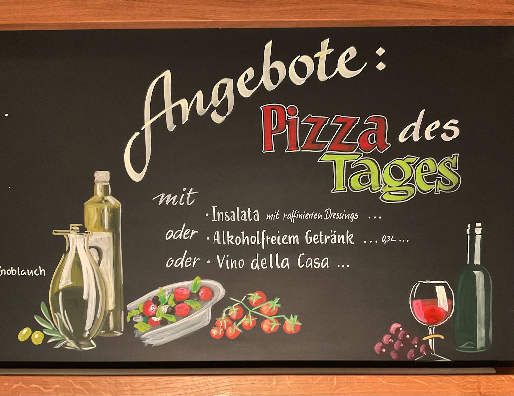 Kreidetafel für Takeaway Pizzeria