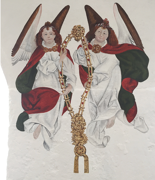 Schrift und Wandmalerei, Burg Cadolzburg, Willhelm II, Planer: Würth und Winderoll