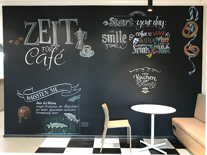 Webasto, Kreidewandfläche, Lettering und Illustration, Bistro